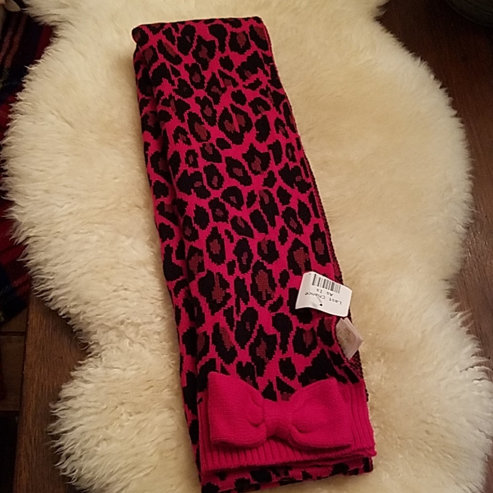 Kate spade scarf leoperd pink and black women